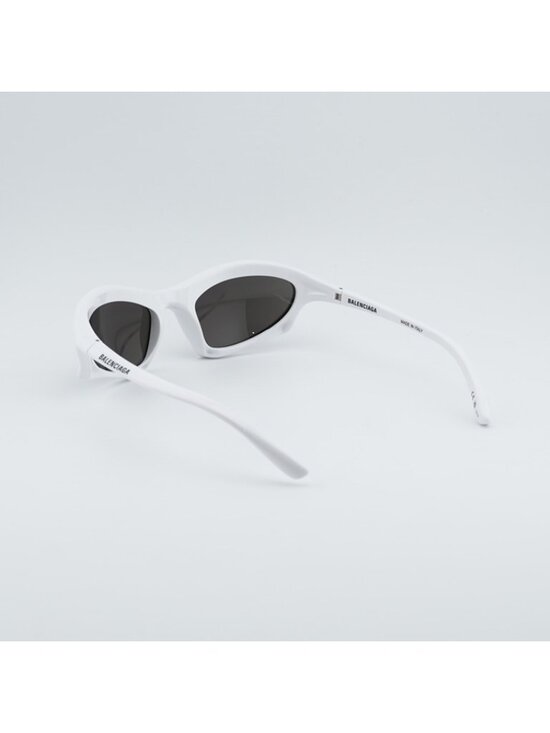 Balenciaga BB0229S 004 Unisex Sunglasses White Oval Frame, Grey Lenses main image 12